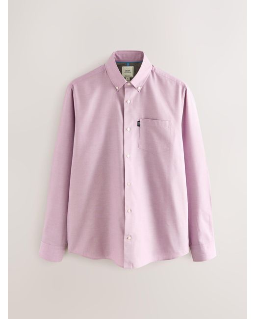 Next Pink Regular Fit Button Down Easy Iron Oxford Shirt for men