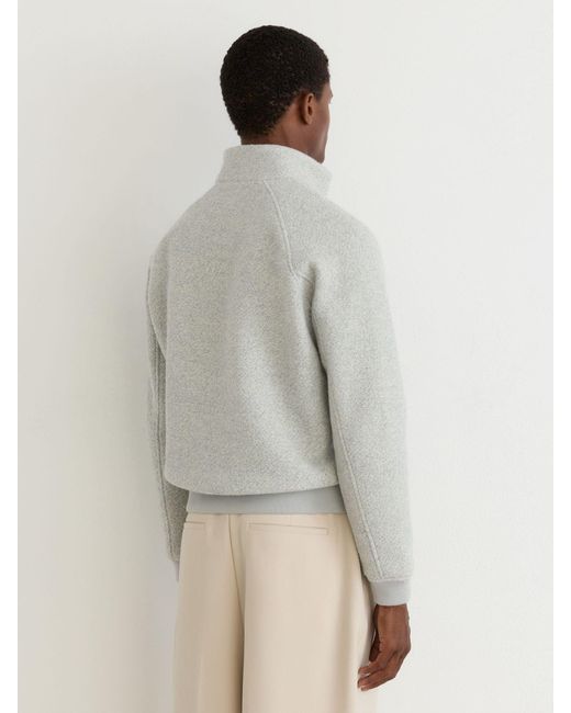 Reiss White Soft Thane Bouclé Zip-Through Jacket With Wool for men