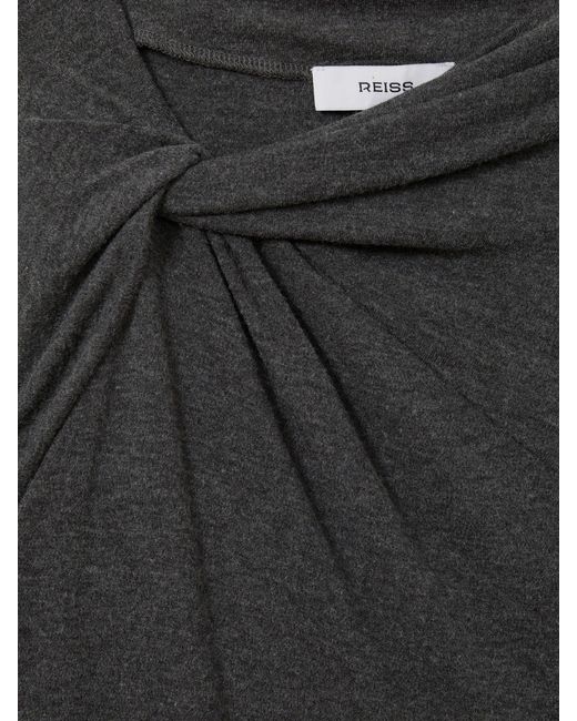 Reiss Gray Vesta Knitted Twist Detail Mini Kleidklein