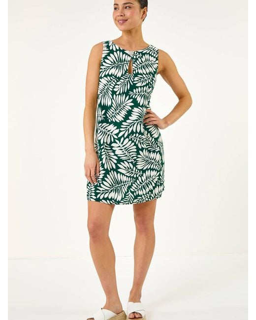 Roman Green Button Shift Dress