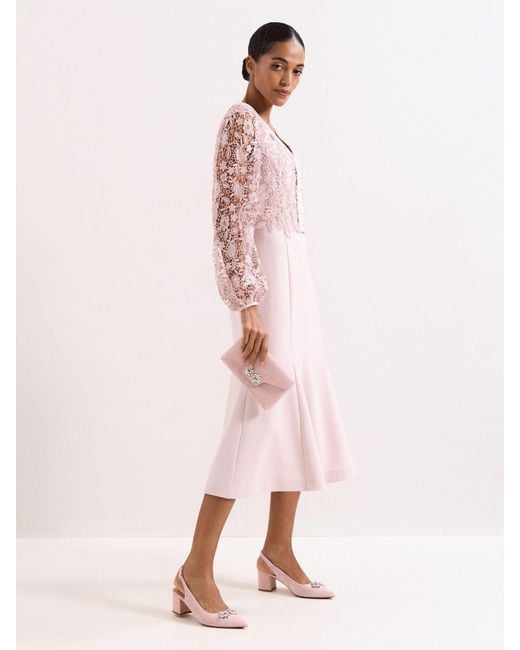 Phase Eight Pink Sparkle Block Heels