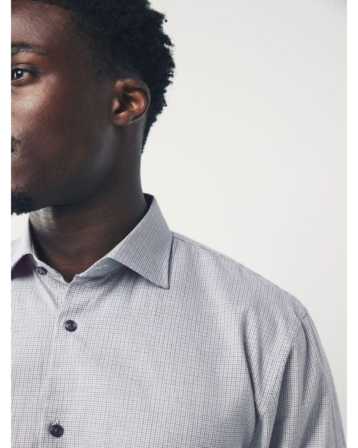 Next White Regular Fit Check Soft Touch 100% Cotton Smart Long Sleeve Shirt for men