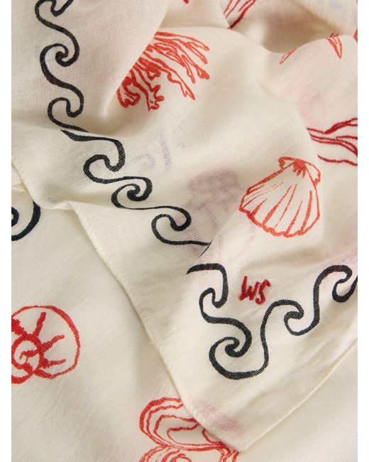 White Stuff Natural Embroidered Shell Scarf