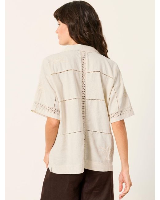 FatFace Natural Fatface Kara Petite Embroidered Linen Shirt