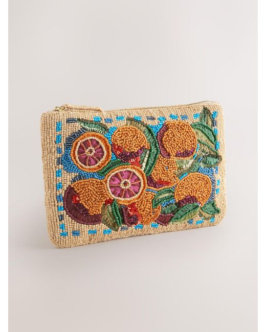 Next Orange Beaded Pouch