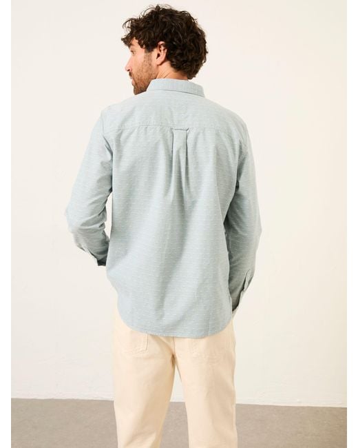 FatFace Gray Fatface Long Sleeve Oxford Dobby Shirt for men