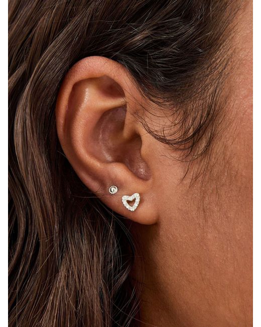 Accessorize Natural Sterling 2-Pack Heart Stud Earrings