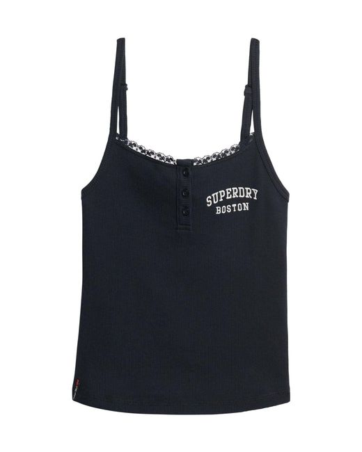 Superdry Black Athletic Essential Button Cami