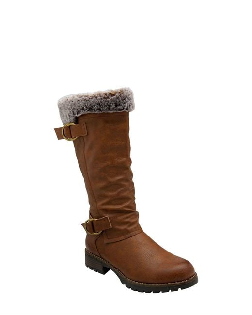 Lotus Brown Knee High Boots