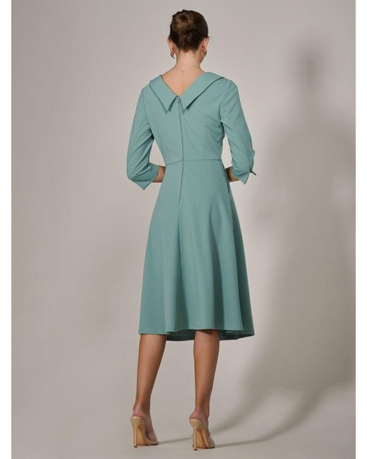 Jolie Moi Green Roll Collar Long Sleeve Midi Dress