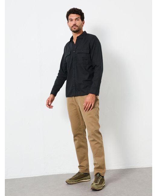 FatFace Blue Fatface Bugle Long Sleeve Garment Dye Utility Shirt for men