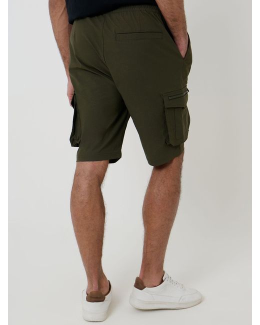 Threadbare Green Elasticated Waist Stretch Cargo Shorts for men
