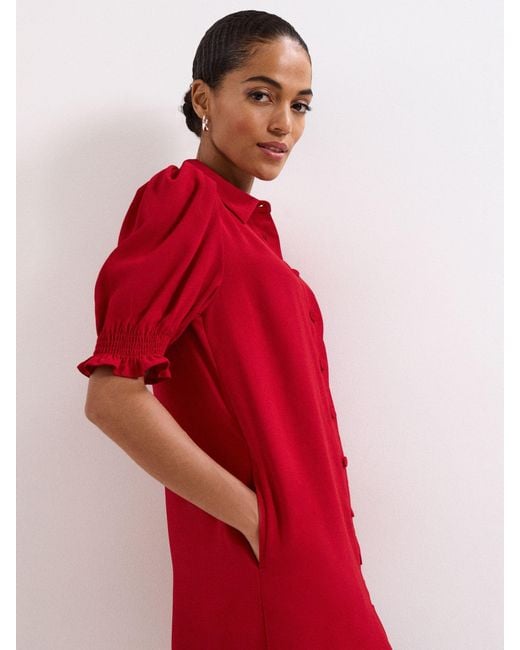 Phase Eight Red Candice Scallop 100% Cotton Dress