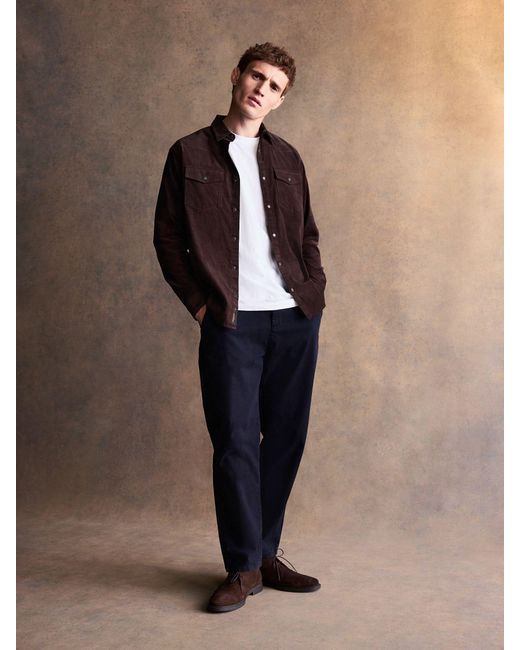 Next Brown Western Styling Long Sleeve Cord Shirt for men