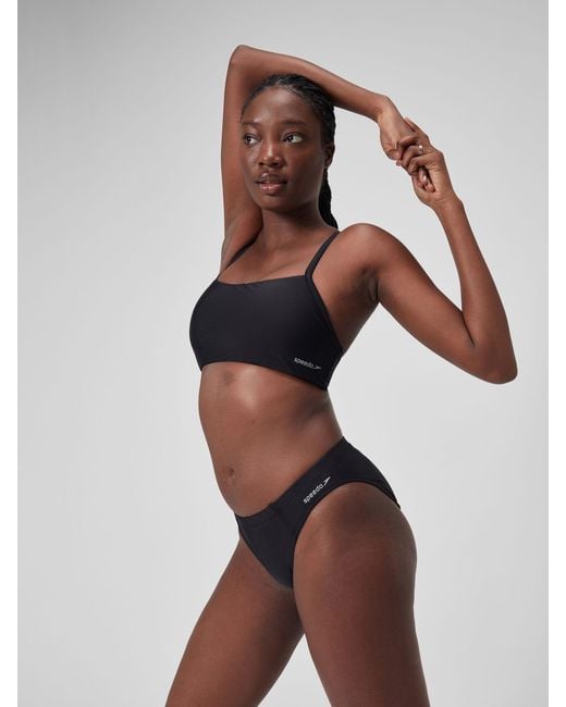 Speedo Black Solid Racerback Bikini Top