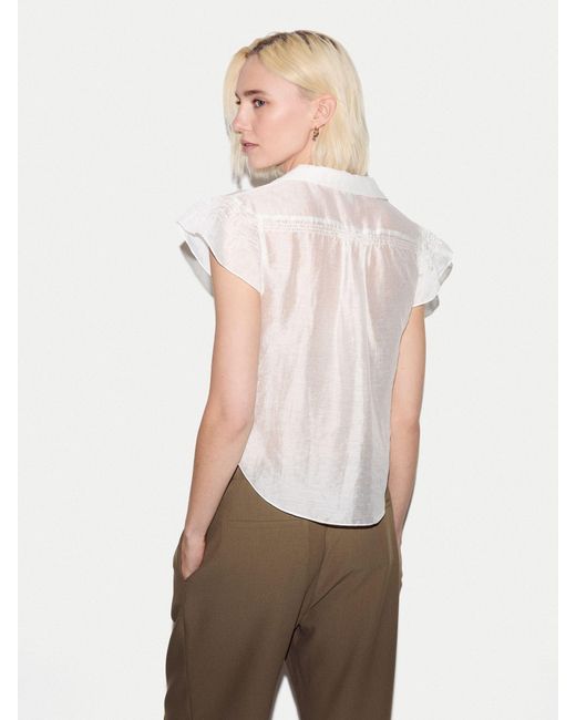 Jigsaw White Smocking Blouse