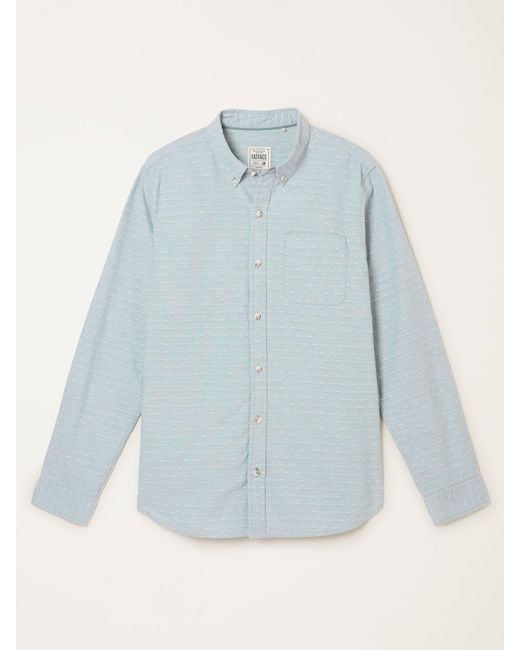 FatFace Gray Fatface Long Sleeve Oxford Dobby Shirt for men