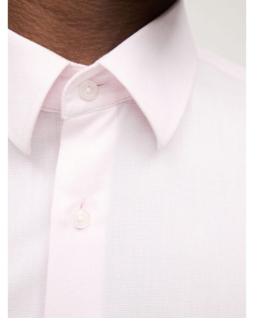 Next Pink Slim Fit Easy Care Textured Single Cuff Smart Shirt for men