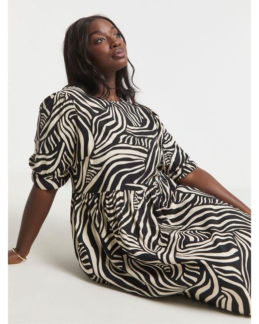 Simply Be Black Printed Pocket Midi Dress