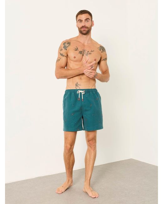 FatFace Blue Fatface Lizard Printed Swim Shorts for men