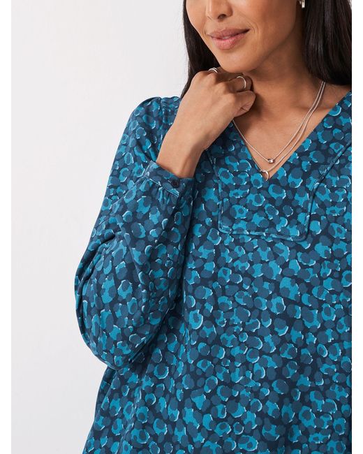 Crew Blue Claudia Animal Print Blouse