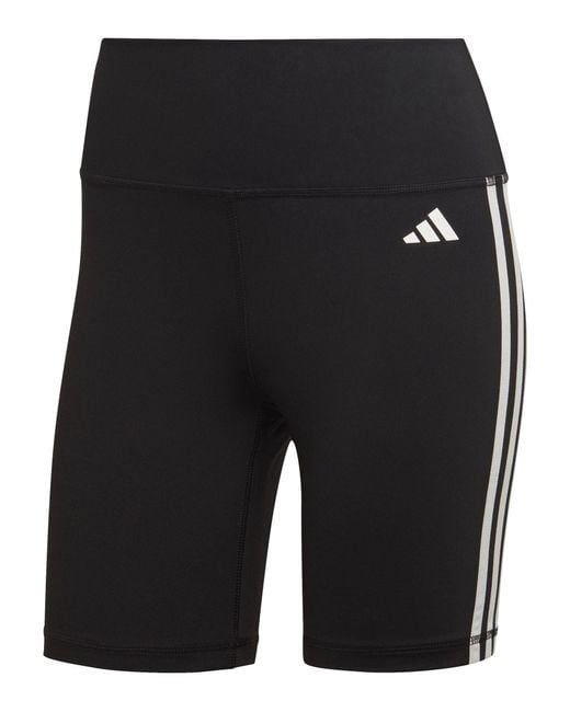 Adidas Black Training Essentials 3 Stripes High Waisted Short Leggings