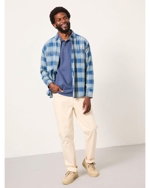 FatFace Blue Fatface Afton Long Sleeve Relaxed Fit Check Shirt for men