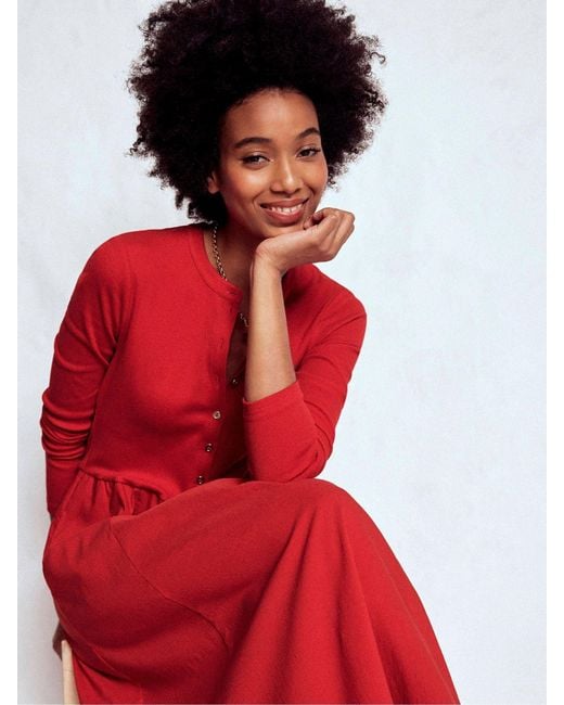 Boden Red Button Detail Mix Dress