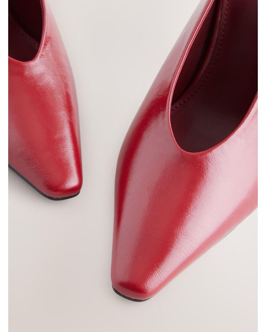 Next Pink Pointed Toe High Cut Slingback Heels