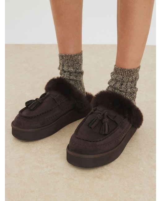 River Island Black Whipstitch Tassle Slippers