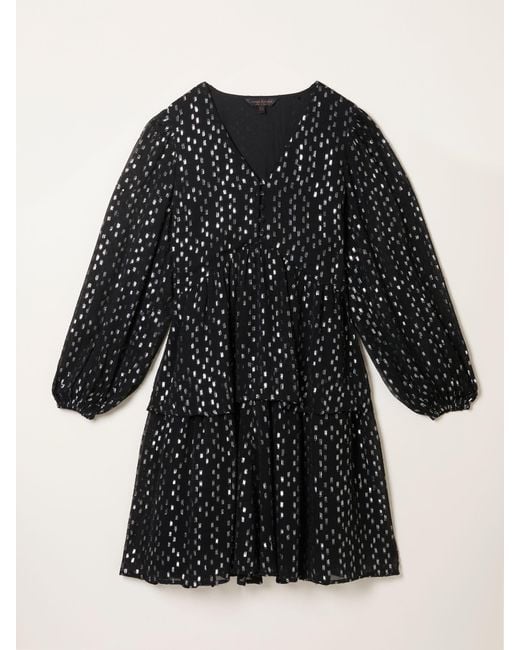 FatFace Black Fatface Lenny Petite Metallic Mini Dress