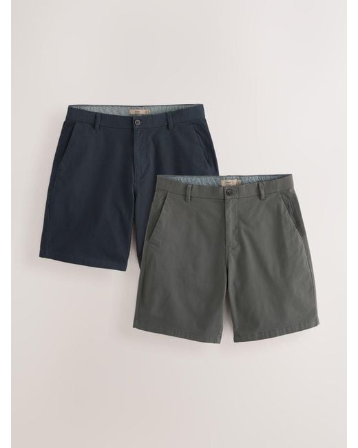 Next Gray Loose Fit Stretch Chino Shorts 2 Pack for men