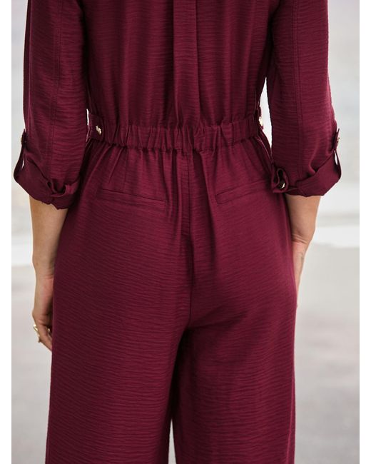 Sosandar Red Button Front Jumpsuit
