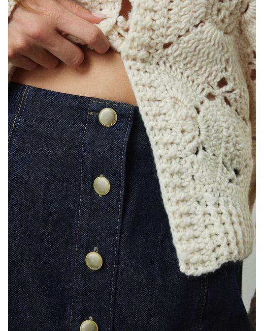 Next Blue Button-Through Denim Mini Skirt