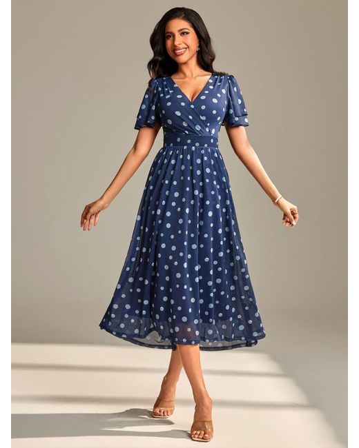 knee length dresses for ladies Jolie Moi Goldie Jersey Maxi Dress, Blue Floral