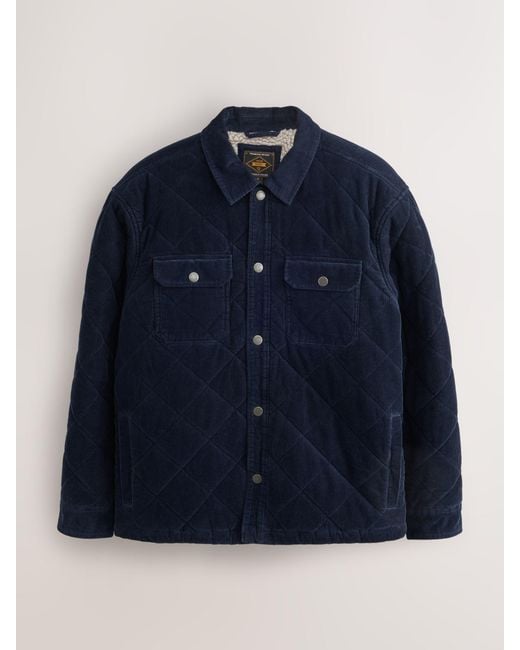 Next Blue Quilted Cord Borg Lined Shacket for men