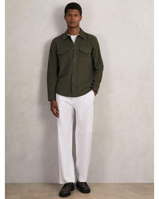 Reiss Green Cotton Corduroy Twin-Pocket Overshirt for men
