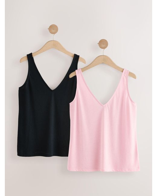 Next Pink Linen Vests 2 Pack50