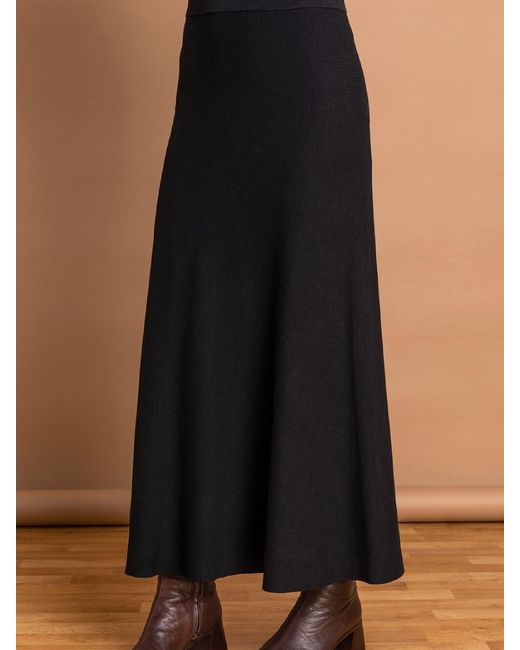 Roman Black Knitted Midi Stretch Skirt