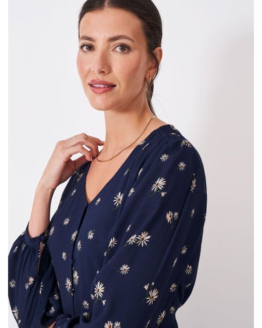 Crew Blue Lola Tie Back Daisy Print Top