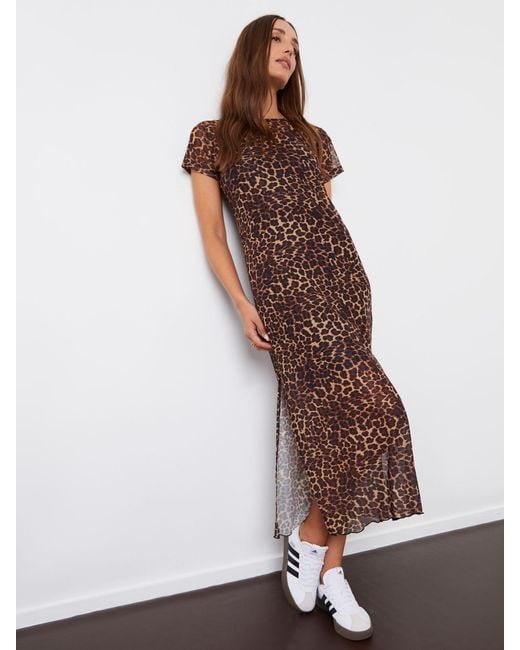 Threadbare Brown T-Shirt-Maxikleid Aus Transparentem Netzstoff Mit Camisole-Unterkleid36