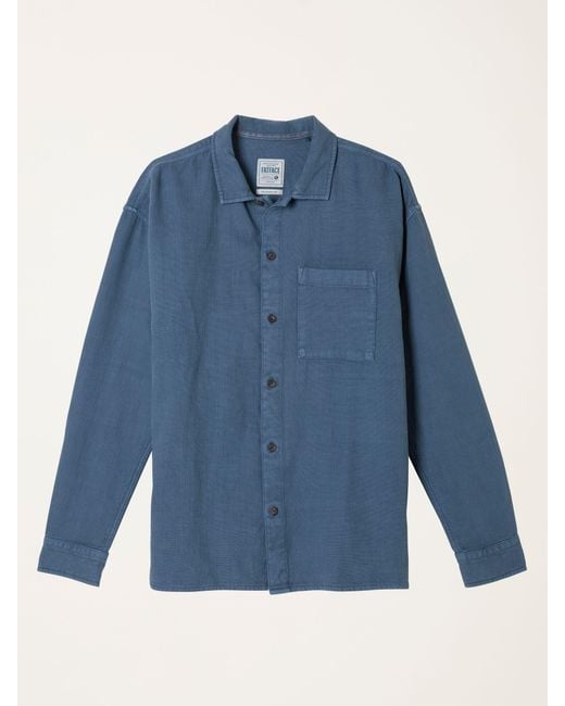 FatFace Blue Fatface Salcombe Relaxed Fit Long Sleeve Garment Dye Shirt for men
