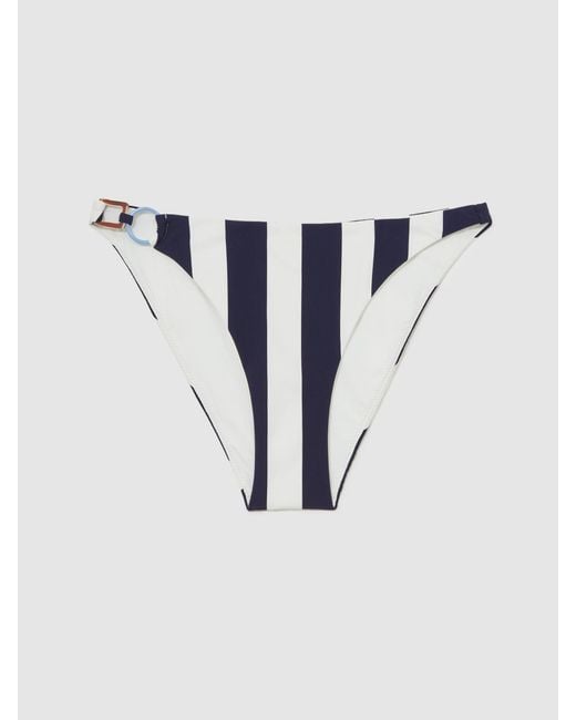 Reiss Natural Stripe Ring-Detail Bikini Bottoms