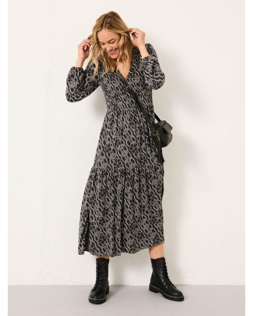 FatFace Gray Fatface Danielle Regular Midi Jersey Dress