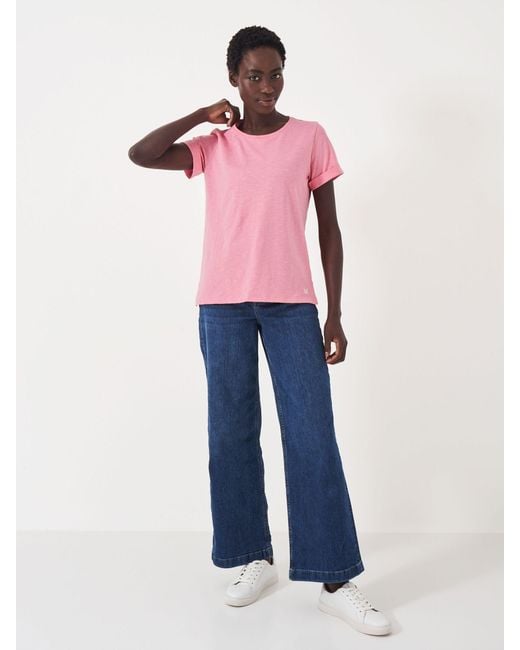 Crew Pink Perfect Slub 100% Cotton T-Shirt