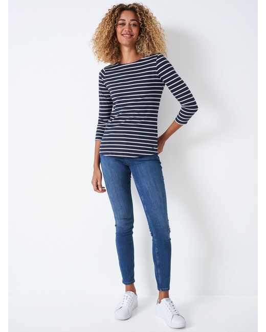 Crew Blue Company 100% Cotton Essential Breton Stripe Top