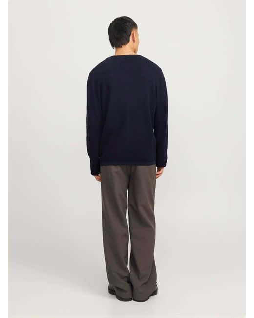 Jack & Jones Blue Relaxed Fit Crew Neck Knitted Jumper for men