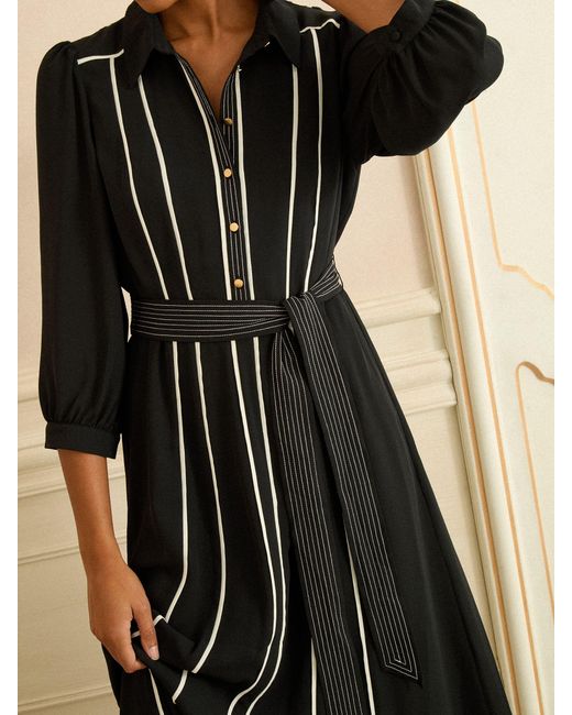 Love & Roses Natural Contrast Midi Shirt Dress