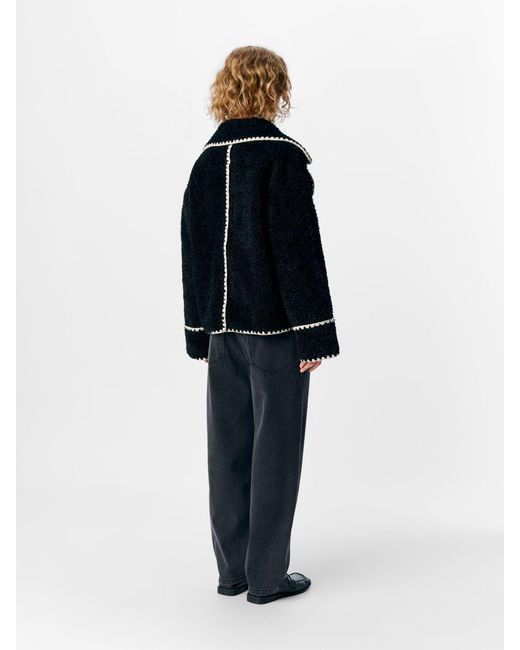 Object Black Whipstitch Teddy Jacket