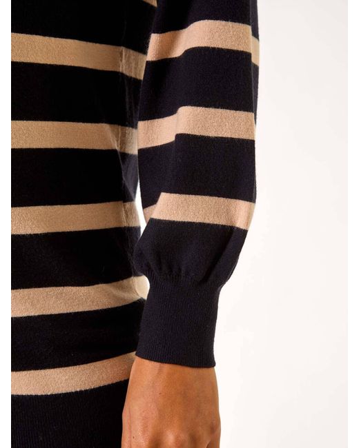 Roman Blue Boyfriend Stripe V-Neck Knit Jumper